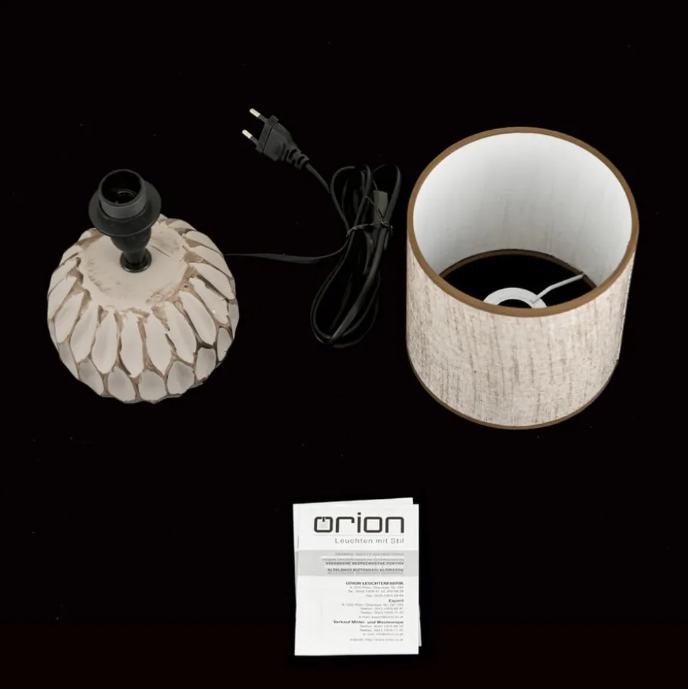 Pinia tafellamp, bruin, hoogte 27,5 cm, keramiek/linnen