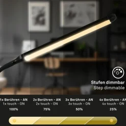 Pivaz LED tafellamp, touchdimmer, zwart