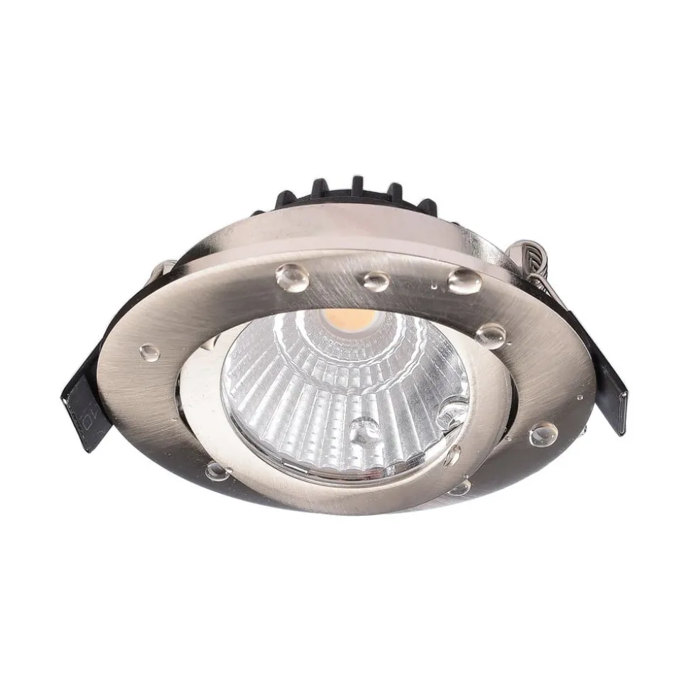 Plafond inbouwlamp Dione, IP44, 4.000 K, nikkel, dimbaar