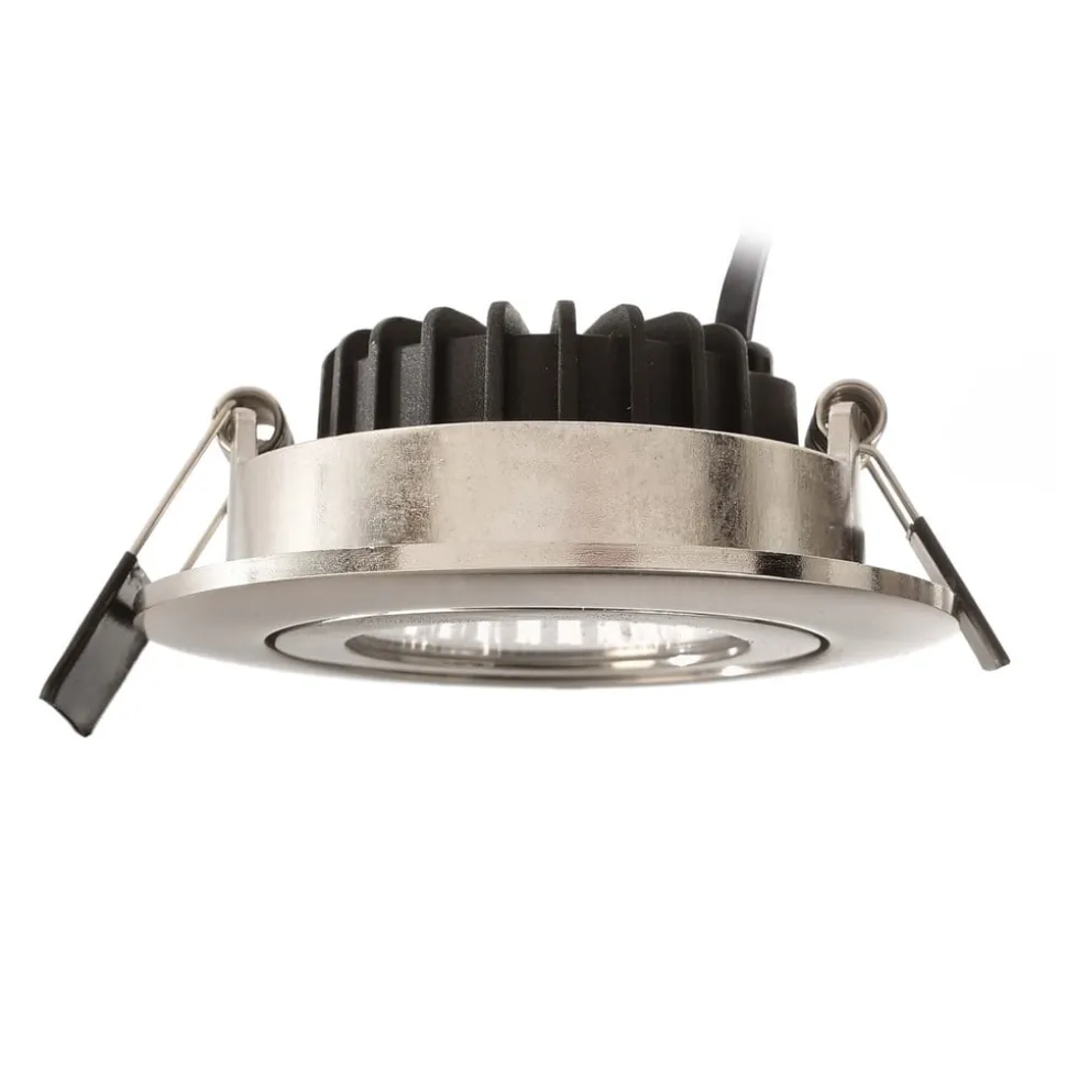 Plafond inbouwlamp Dione, IP44, 4.000 K, nikkel, dimbaar