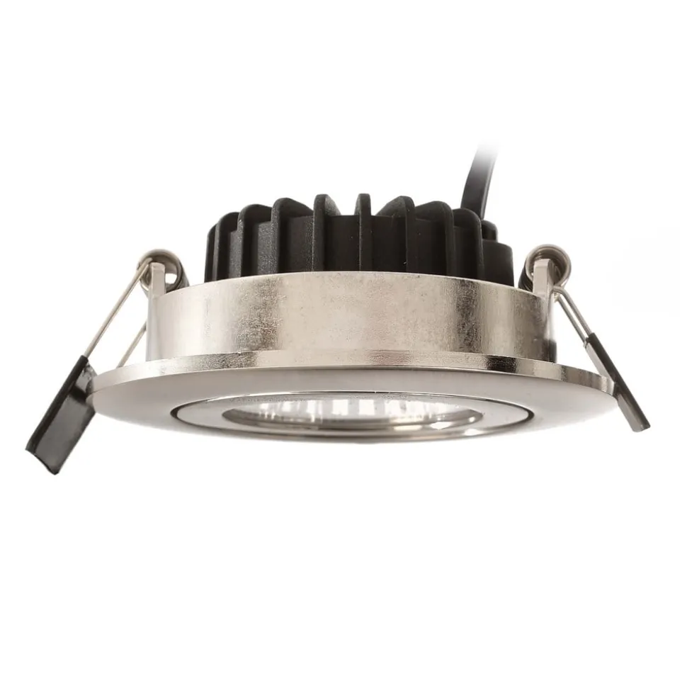 Plafond inbouwlamp Dione, IP44, nikkel, dimbaar tot warm