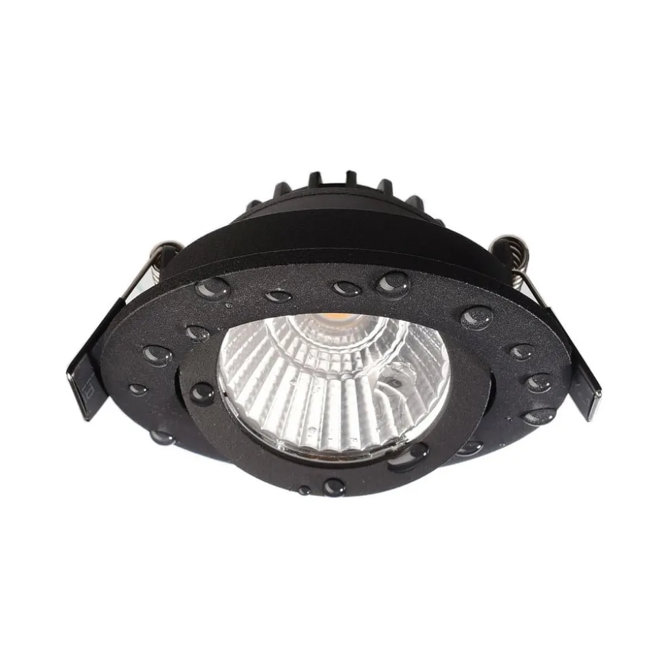 Plafond inbouwlamp Dione, IP44, 2.700 K, zwart, dimbaar