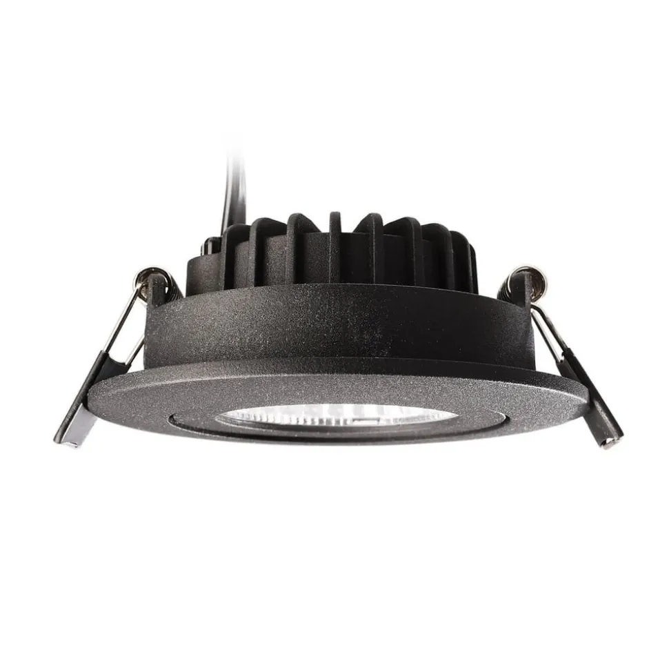 Plafond inbouwlamp Dione, IP44, 2.700 K, zwart, dimbaar