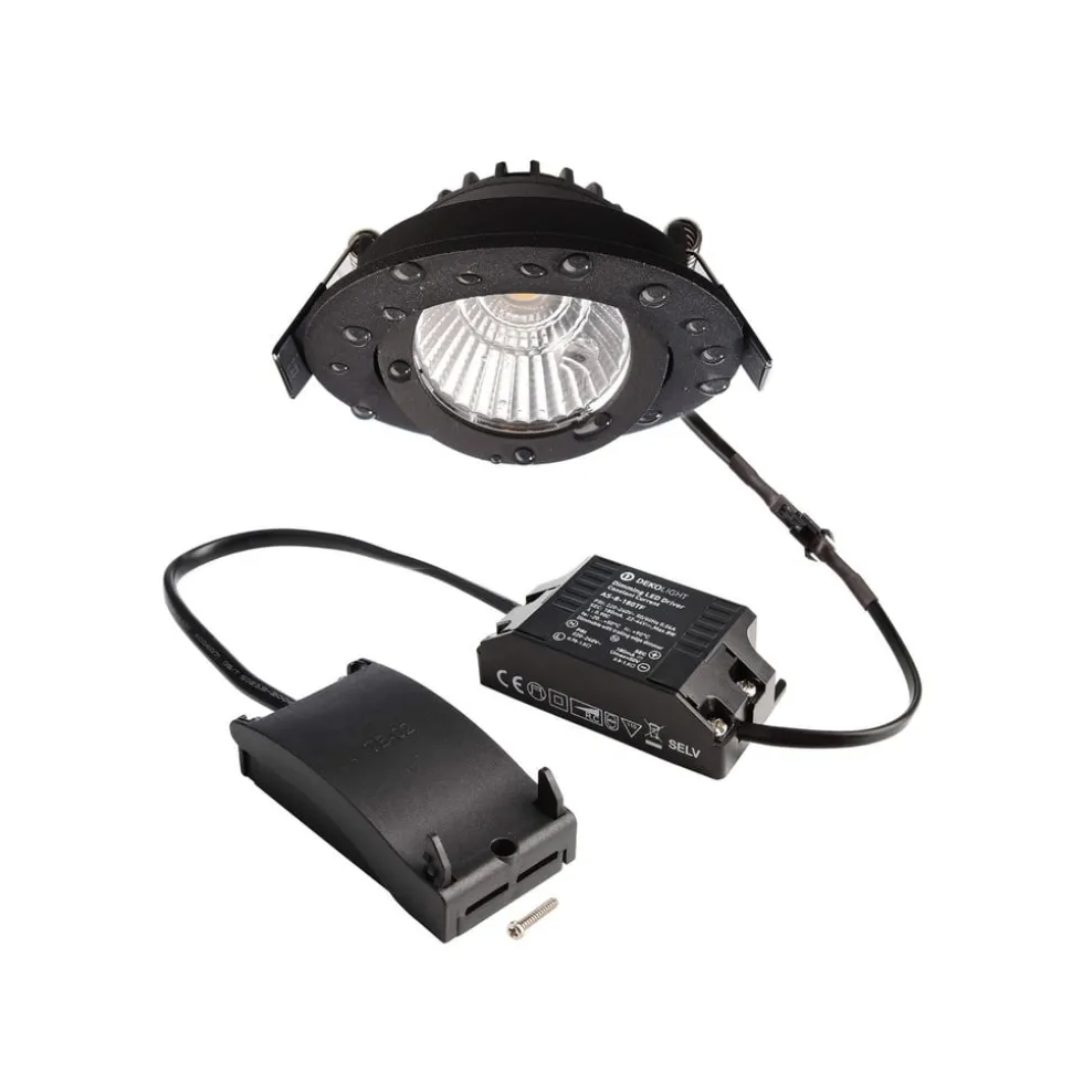 Plafond inbouwlamp Dione, IP44, 2.700 K, zwart, dimbaar