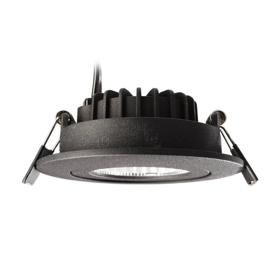 Plafond inbouwlamp Dione, IP44, 4.000 K, zwart, dimbaar