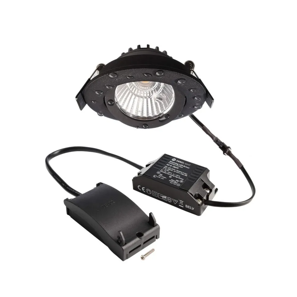 Plafond inbouwlamp Dione, IP44, 4.000 K, zwart, dimbaar