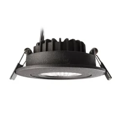 Plafond inbouwlamp Dione, IP44, zwart, dimbaar tot warm