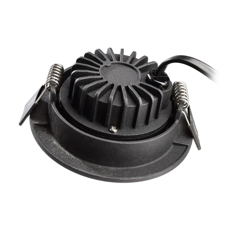 Plafond inbouwlamp Dione, IP44, zwart, dimbaar tot warm