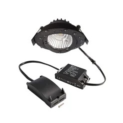 Plafond inbouwlamp Dione, IP44, zwart, dimbaar tot warm