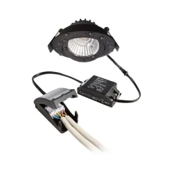 Plafond inbouwlamp Dione, IP44, zwart, dimbaar tot warm