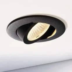Plafond inbouwlamp Dione, IP44, 3.000 K, zwart, dimbaar