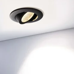 Plafond inbouwlamp Dione, IP44, 3.000 K, zwart, dimbaar