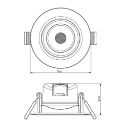 Plafond inbouwlamp SMD-68-230V, 3.000K, Ø8,5cm, zwart