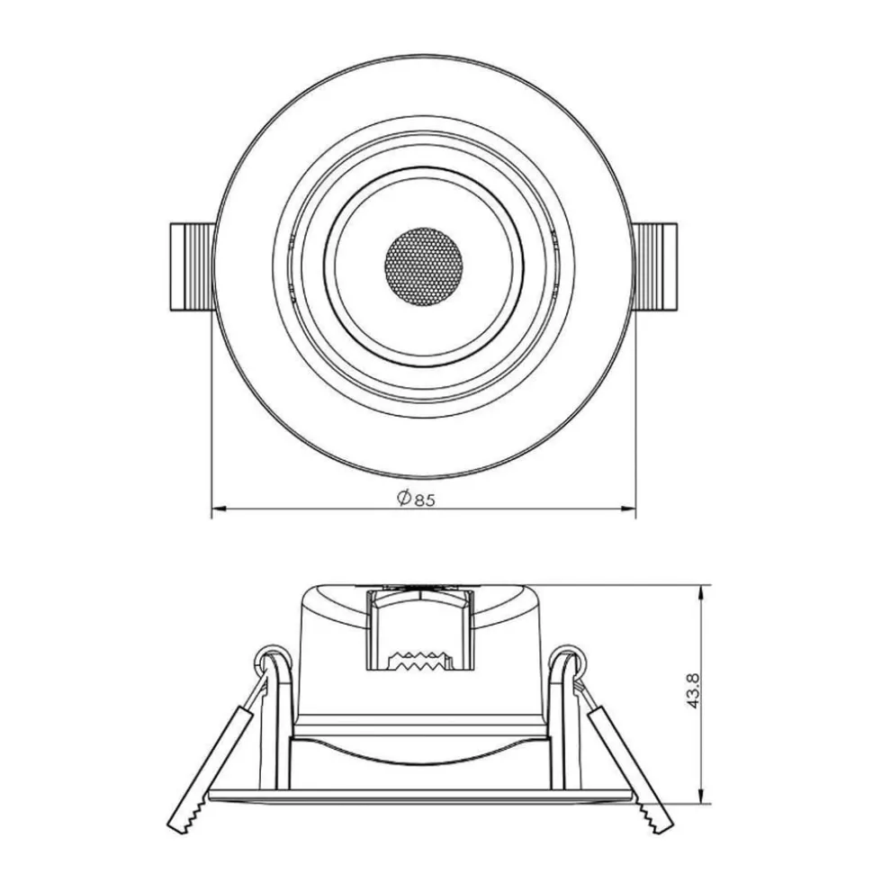 Plafond inbouwlamp SMD-68-230V, 3.000K, Ø8,5cm, zwart