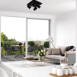 Plafondlamp 2857-045, zwenkbaar, 4-lamps, zwart