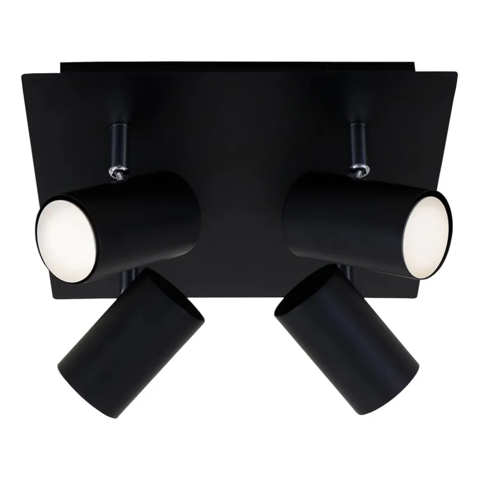 Plafondlamp 2857-045, zwenkbaar, 4-lamps, zwart