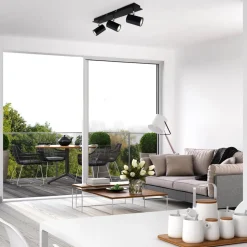 Plafondlamp 2857-035, zwenkbaar, 3-lamps, zwart