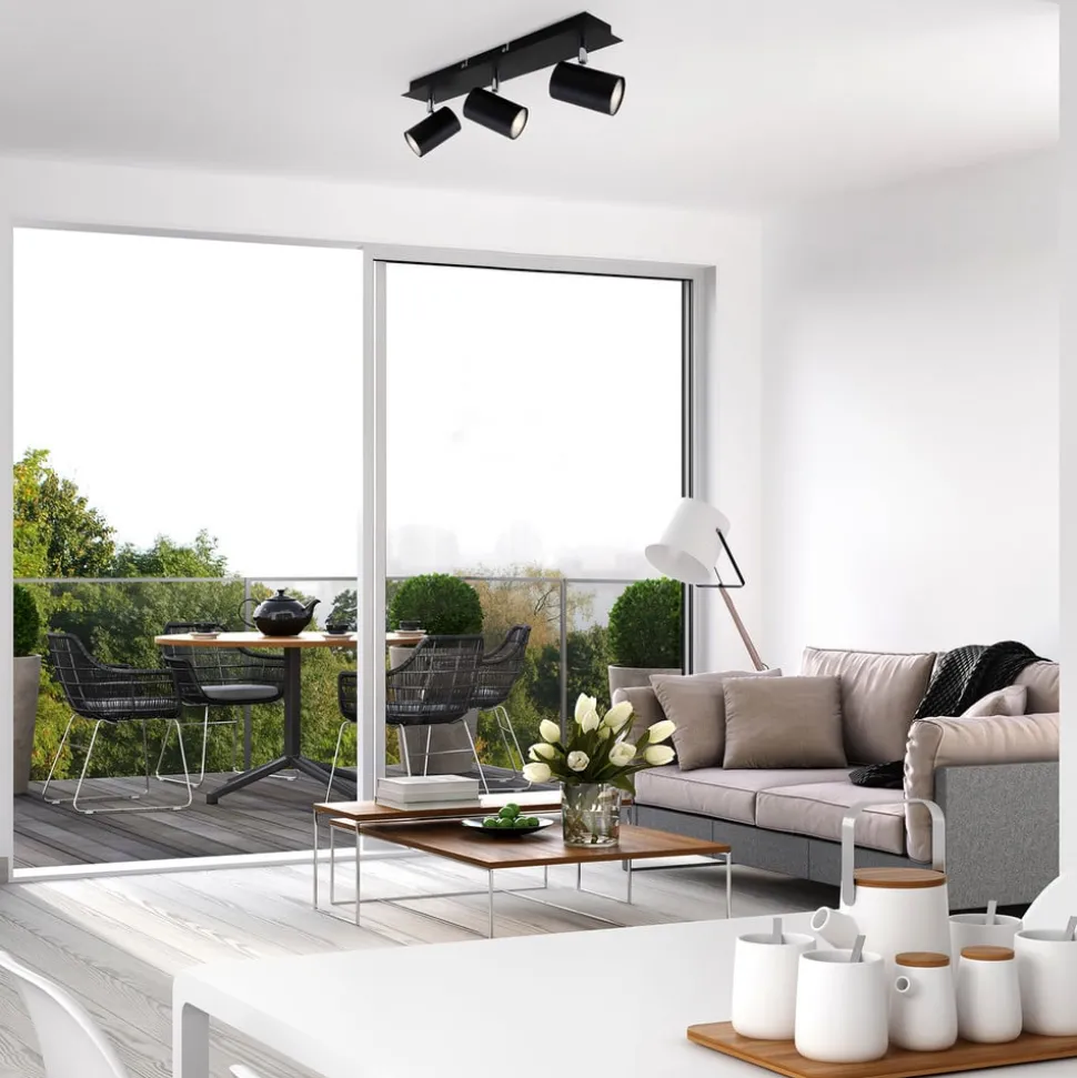 Plafondlamp 2857-035, zwenkbaar, 3-lamps, zwart