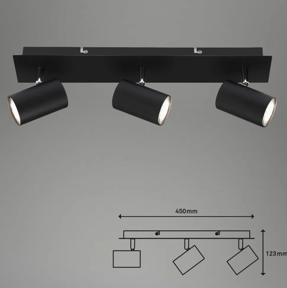Plafondlamp 2857-035, zwenkbaar, 3-lamps, zwart