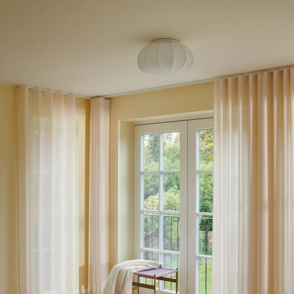 Plafondlamp Aeron, textiel, wit, diameter 40 cm