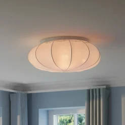 Plafondlamp Aeron, textiel, wit, diameter 60 cm