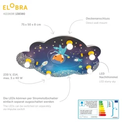 Plafondlamp afbeelding wolk Space Mission, blauw