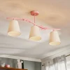 Plafondlamp Alice, roze, drie witte stoffen kappen