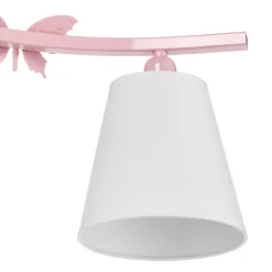 Plafondlamp Alice, roze, drie witte stoffen kappen