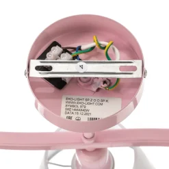 Plafondlamp Alice, roze, drie witte stoffen kappen