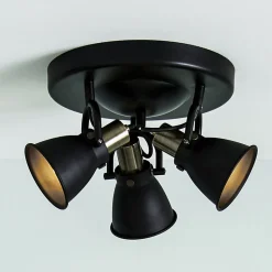 Plafondlamp Alton in zwart, spots instelbaar