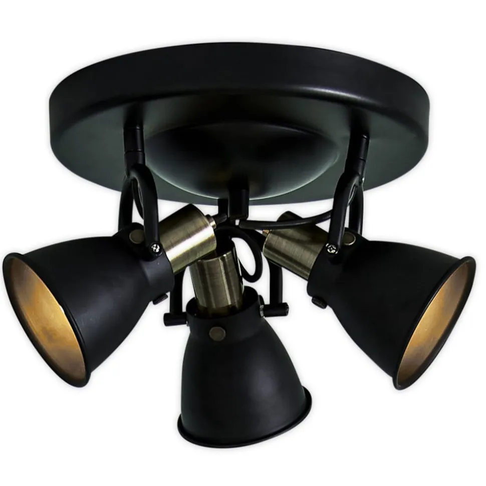 Plafondlamp Alton in zwart, spots instelbaar