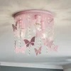 Plafondlamp Angelica in roze met vlinders