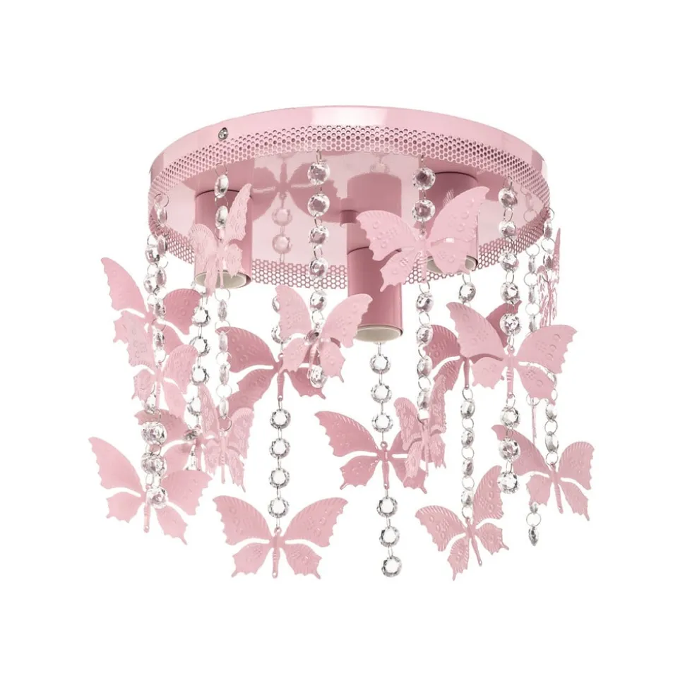 Plafondlamp Angelica in roze met vlinders