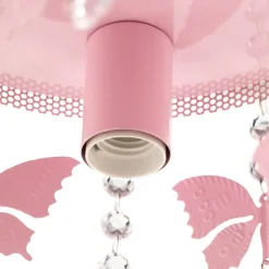 Plafondlamp Angelica in roze met vlinders