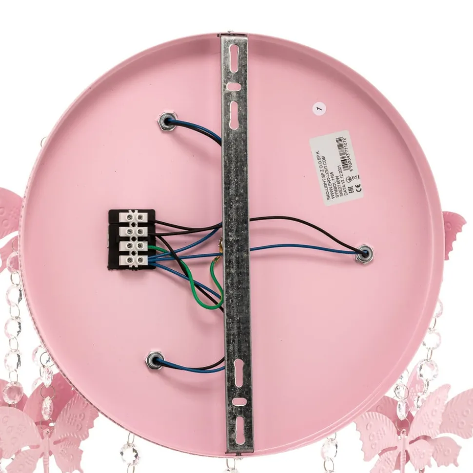 Plafondlamp Angelica in roze met vlinders