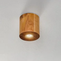 Plafondlamp Ara als cilinder van hout