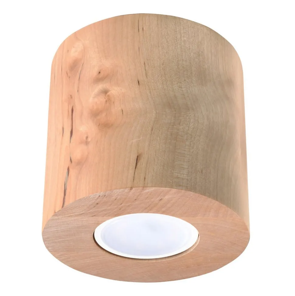 Plafondlamp Ara als cilinder van hout