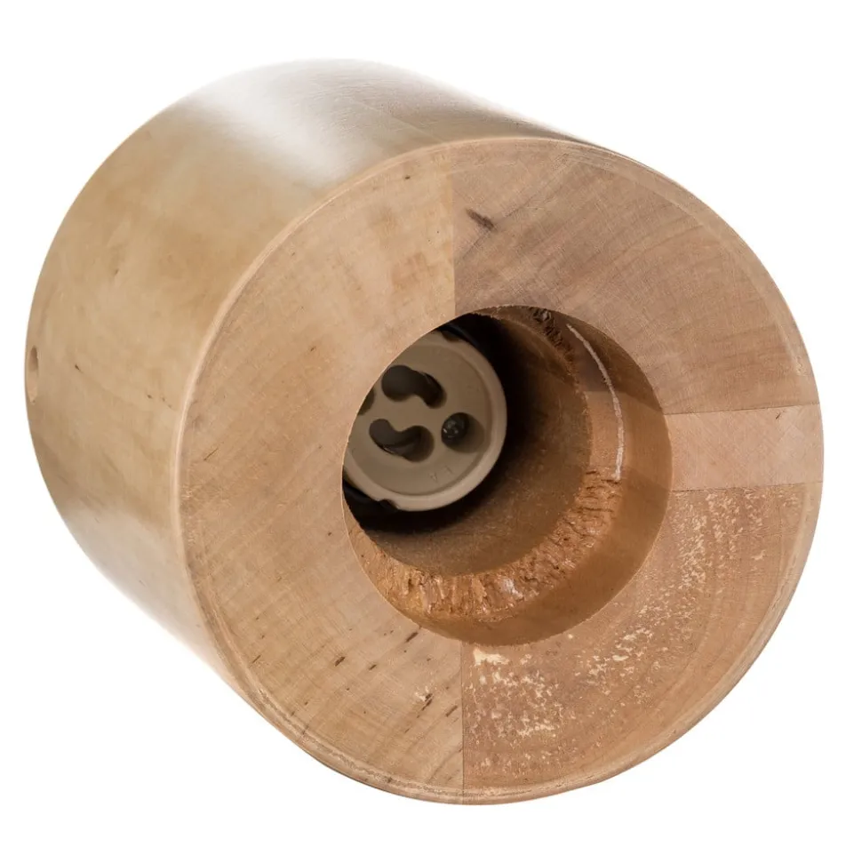 Plafondlamp Ara als cilinder van hout