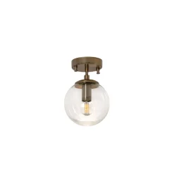 Plafondlamp Atmaca 10215, goudkleurig antiek, glas helder Ø 15cm