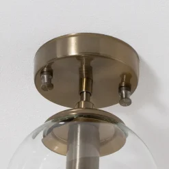 Plafondlamp Atmaca 10215, goudkleurig antiek, glas helder Ø 15cm