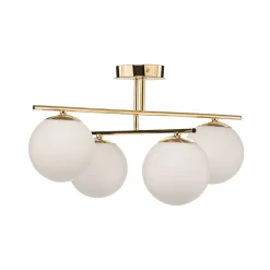 Plafondlamp Aurora, goud, Ø 50 cm, 4-lamps, glas, E14