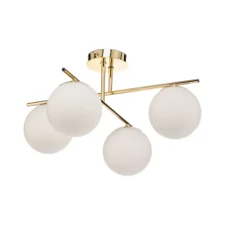 Plafondlamp Aurora, goud, Ø 50 cm, 4-lamps, glas, E14