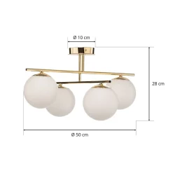 Plafondlamp Aurora, goud, Ø 50 cm, 4-lamps, glas, E14