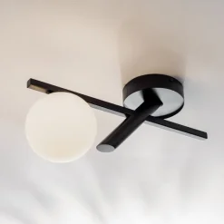 Plafondlamp Baleo, zwart/opaal, 1-lamp