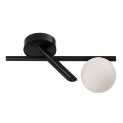 Plafondlamp Baleo, zwart/opaal, 1-lamp