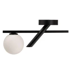 Plafondlamp Baleo, zwart/opaal, 1-lamp