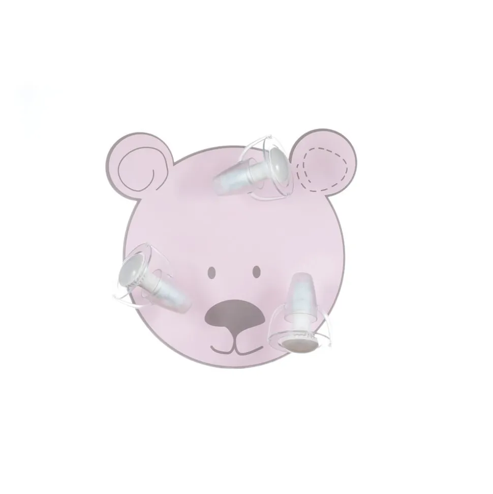 Plafondlamp beer met 3 spots, roze