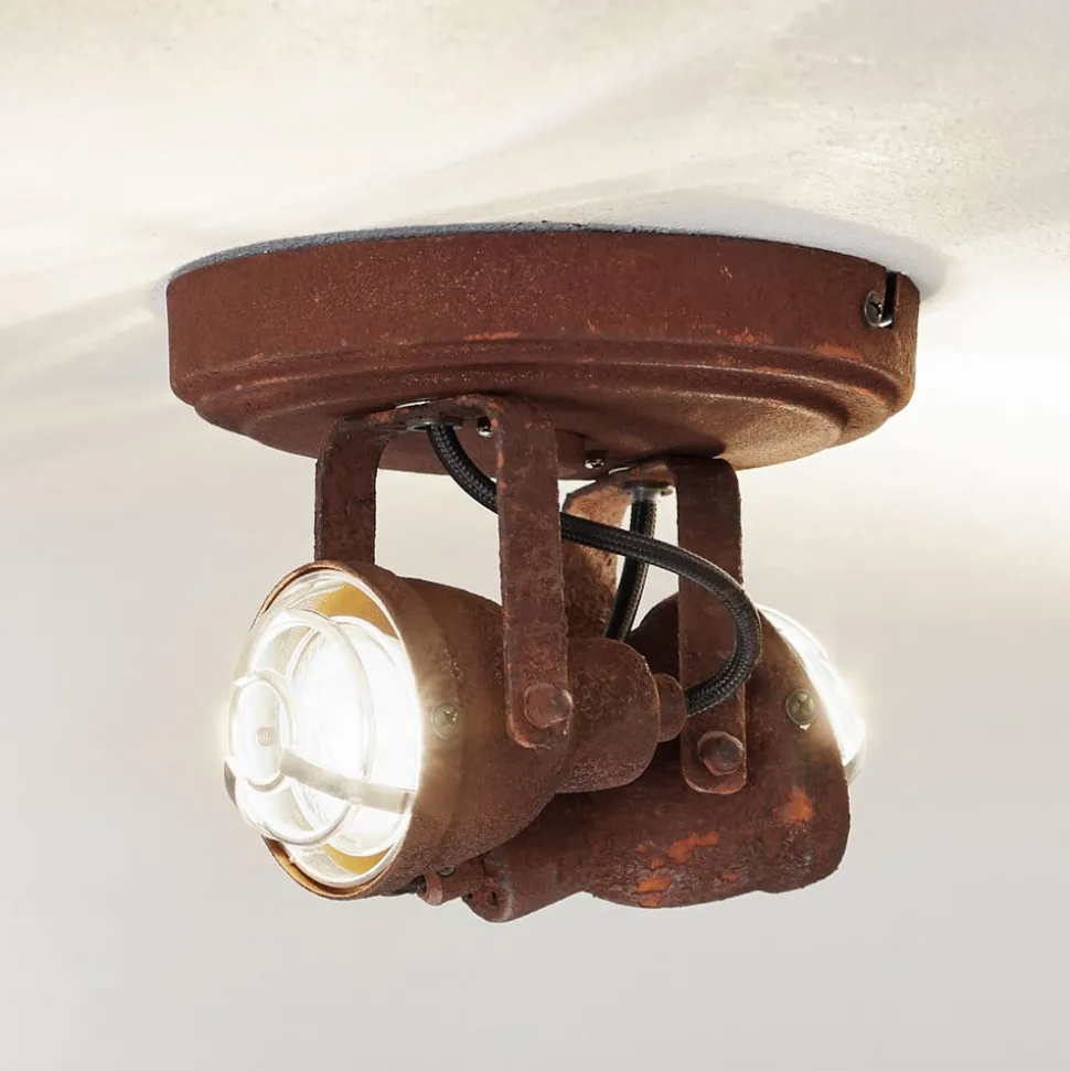 Plafondlamp Bente roest rond met 2 lampjes