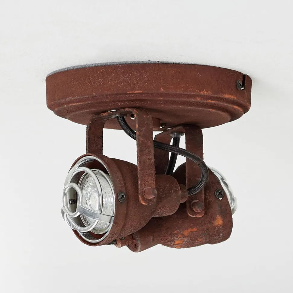 Plafondlamp Bente roest rond met 2 lampjes