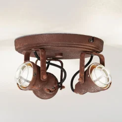 Plafondlamp Bente roest rond met 3 lampjes